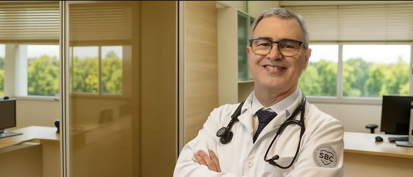 Dr. Jacson Silva, cardiologista, no consultório